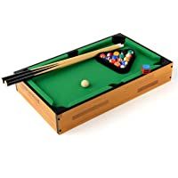 Mini Mesa de Billar 46 cm x 28 cm x 7-5 cm Mesa de madera MDF Durable Juego de Snooker Incluye bolas de Billar- Tacos…